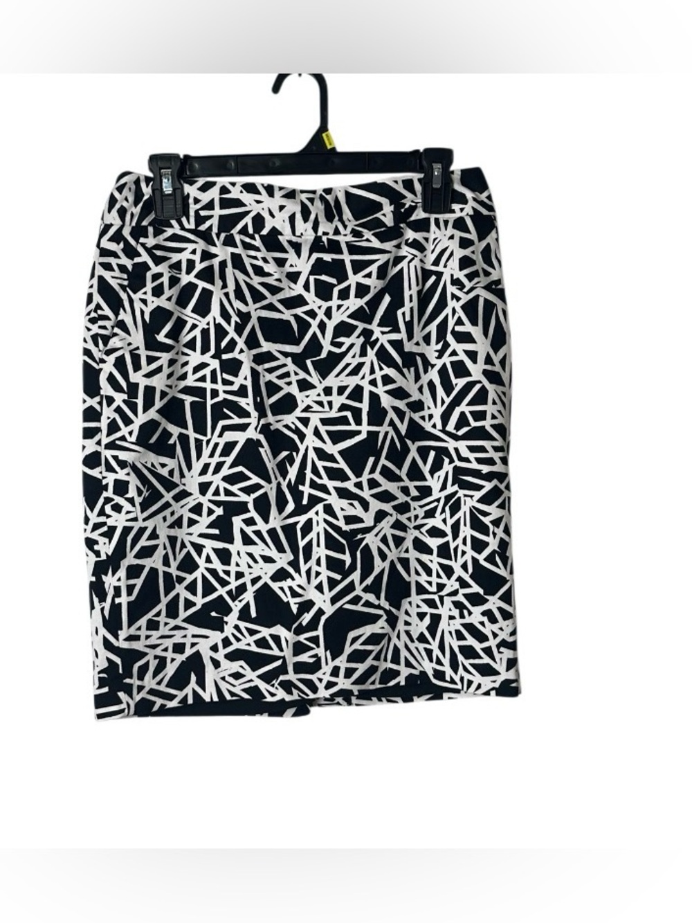 Calvin Klein Black and White Abstract Geometric Pencil Skirt